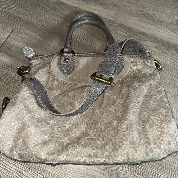 LOUIS VUITTON Gray Baggy PM Monogram Denim Shoulder Bag Used - Picture 1 of 15